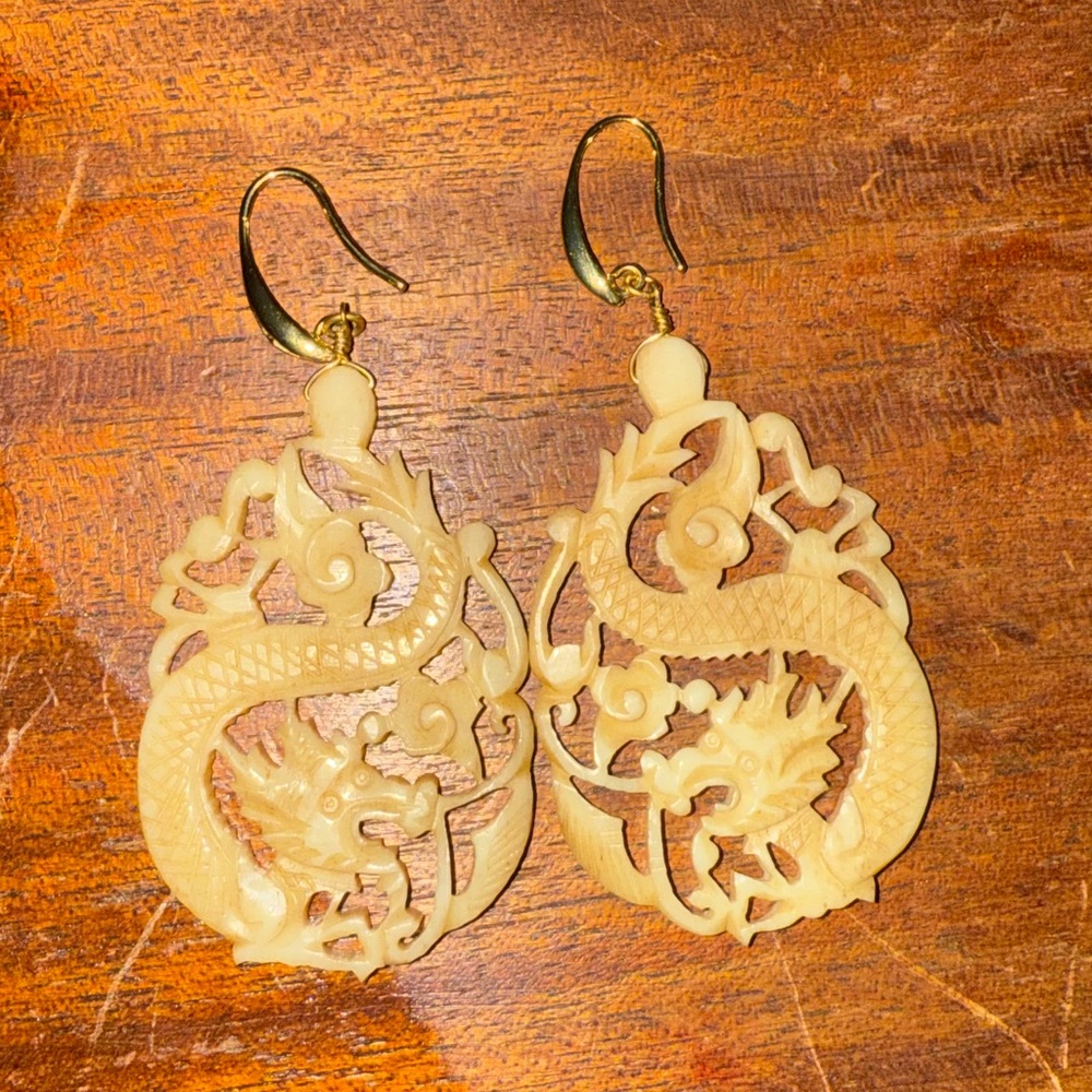 Carved Dragon Earrings